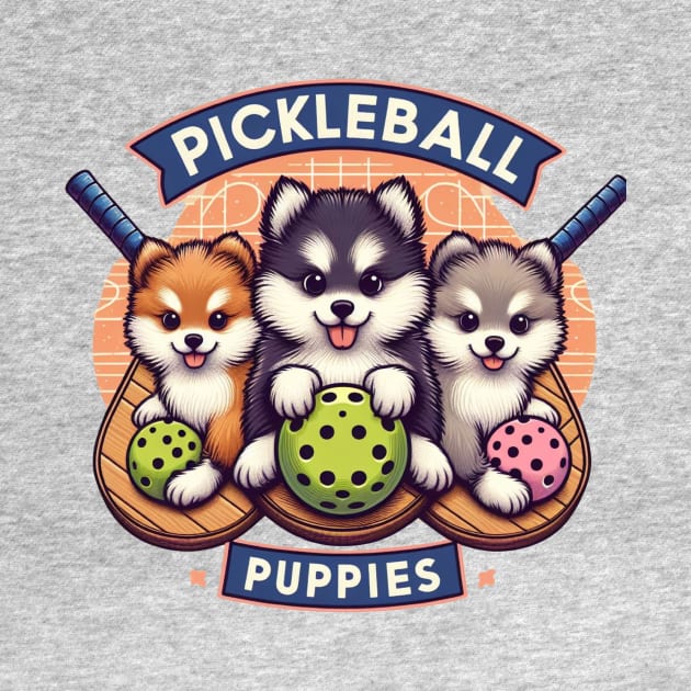 Pomsky Puppies Pickleball Design by Battlefoxx Living Earth